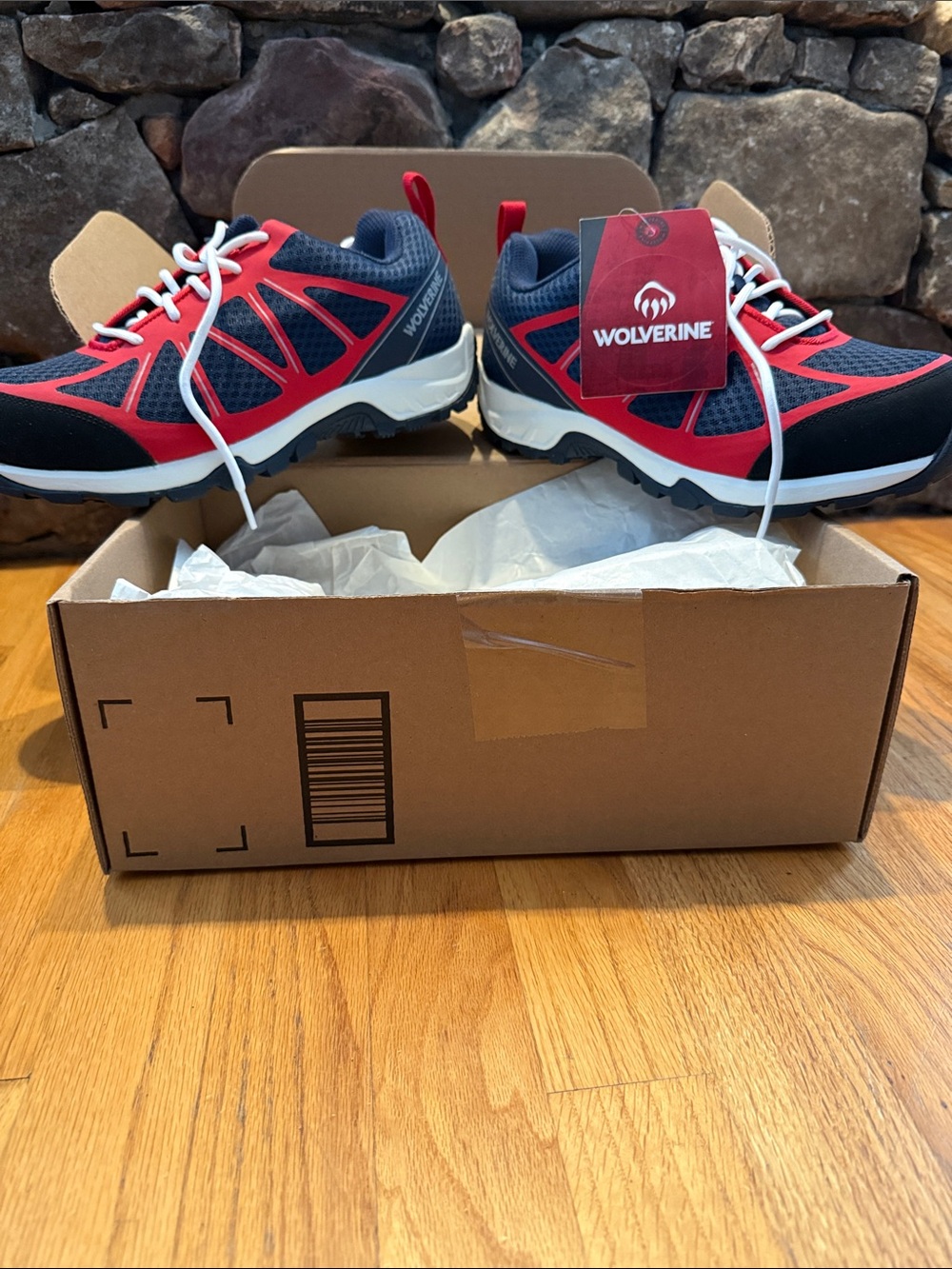Wolverine Navy and Red Trail Sneakers Men size 8.5